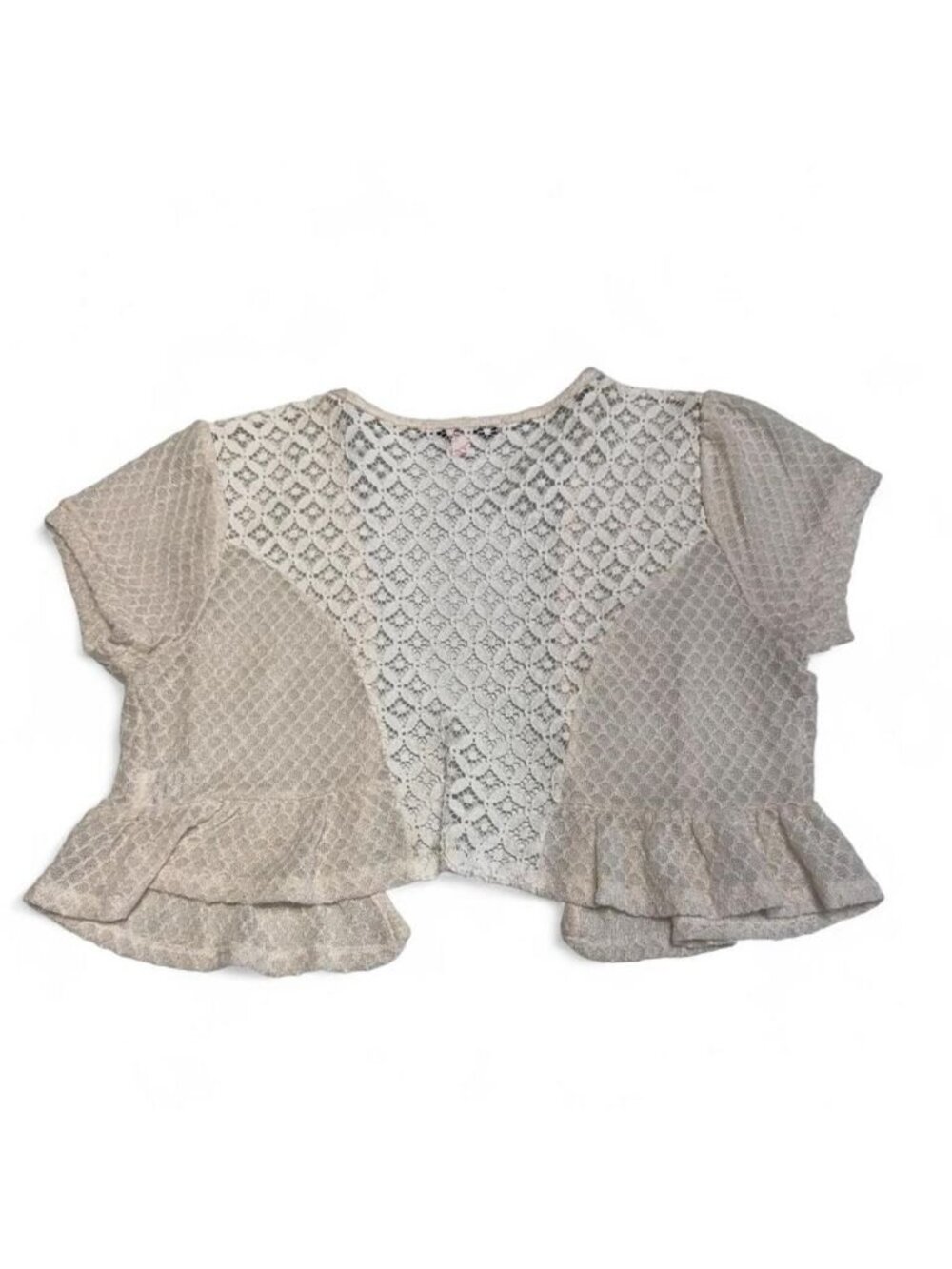 Vintage Y2K Crochet Bolero Cardigan Shrug Juniors Large Ruffle Festival Summer - Picture 5 of 7